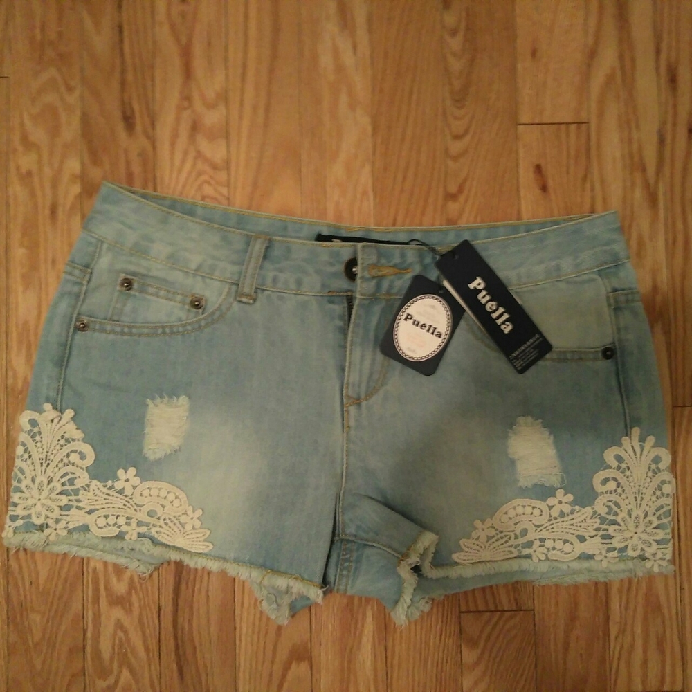 Nwt puella laced jean shorts